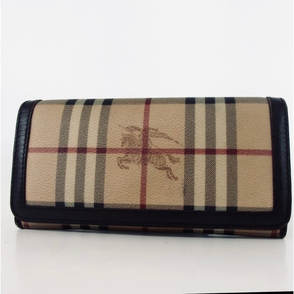Burberry Nova Check Pvc & Leather Long Wallet - 8”X4”